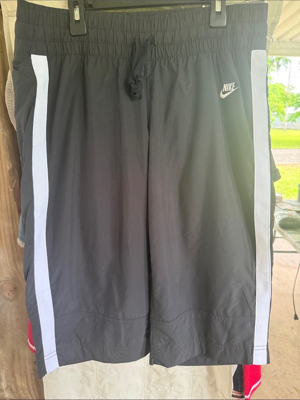 Nike Black Track Shorts with White Side Stripes